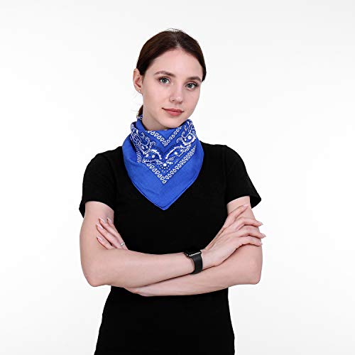 Cotton Bandanas for Men & Women Paisley Cowboy Bandana Handkerchiefs for Hair 22x22 - color: 3pcs Purple/Rose/Sapphire