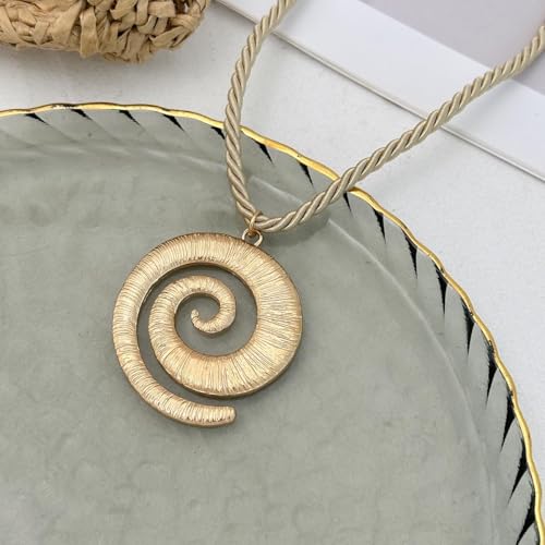 Spiral Necklace Swirl Necklace Statement Surfer Boho Beach Jewelry for Women Coastal Inspired Pendant - color: Gold