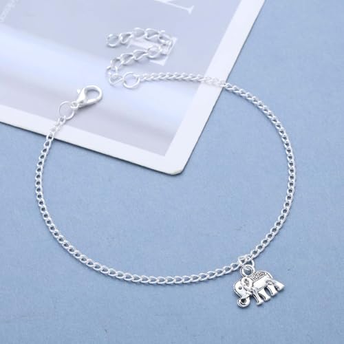 Boho Elephant Anklet Bracelet Silver Elephant Animal Charm Anklet Minimalist Summer Beach Foot Chain Jewelry for Women