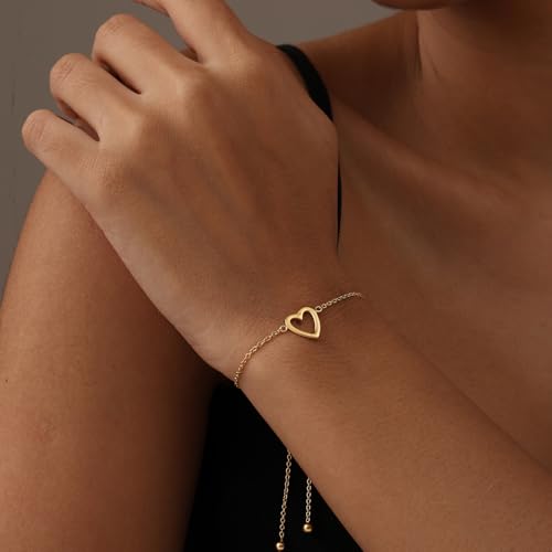 LeCalla 925 Sterling Silver Sliding Bolo Bracelet | Lightweigh Adjustable Chain Bracelets for Women | Valentine's Day Gift Friendship Sister Mom - color: Open Heart Bolo