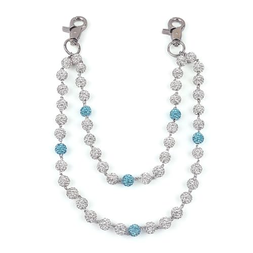 Rhinestone Ball Jeans Chain, Double Layer Crystal Waist Chain, Silver & Blue Sparkly Bling Pants Chain, Hip Hop Belt Chain Accessories for Women Men, Y2K Punk Aesthetic for Party, Festival, Everyday Wear - color: Blue