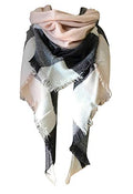 Wander Agio Womens Warm Long Shawl Winter Wraps Large Scarves Knit Cashmere Feel Plaid Triangle Scarf - color: Grey Pink 11