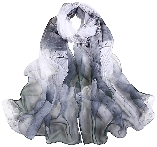 MINIDORA Lightweight Scarves for Women Elegant Floral Pattern Scarf Shawls Sunscreen Head Shawls - color: Style 1-black
