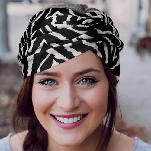 AQOKKA Extra Wide Headbands for Women Large Turban Headband Non Slip Boho Elastic Hairband Hair Twisted Knot Head Bands Accessories - color: 4 Pcs: Leopard Print + Stripes