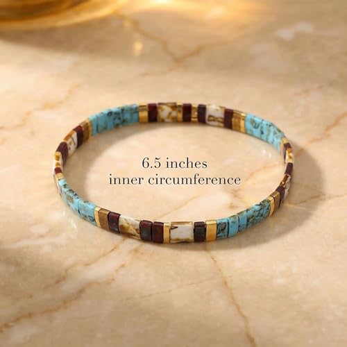 Sonateomber Tila Flat Beaded Stretch Bracelets for Women, Trendy Unique Colorful Square Beads Handmade Stack Bracelet Friendship Accessories Fashion Jewelry Gift - color: Black Bronze