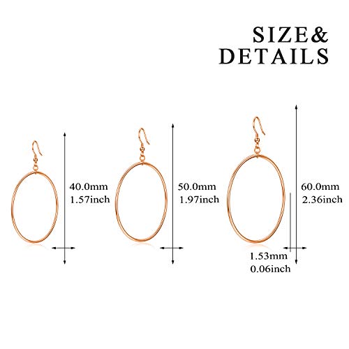 POPLYKE Sterling Silver/Rose Gold/Gold Plated Large Hoop Earrings Circle Dangle Drop Earrings for Women 40 50 60 70 80mm - color: rose gold hoop, size: 50mm