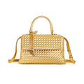 Woven Crossbody Bag for Women, Top Handle Satchel Purse Shoulder Handbag, Woven Handbag - color: Gold
