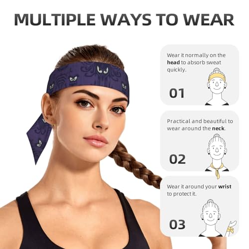 Sports Head Tie Westie Dogs Beach Summer Tropical Tie Sweatband Headband Men Women Elastic Bandana Adjustable Non-Slip Moisture Wicking for Running Football Yoga Workout Athletic Hair Ninja Head Band - color: Haunted Mansion