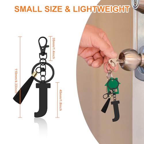 Oubaka Initial Monogram A-Z Keychain for Women, Cute Initial Letter Keychain with Tassel for Handbag Car Key Bag Keyring - color: Black-j