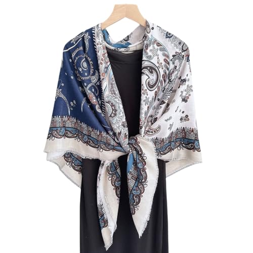 K-Elewon Large Square Scarf 51" Cotton and Linen Hand feel Scarf Fashion Scarves Hair Wrapping Scarfs Neck Scarves for Women - color: H2302