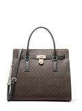 Michael Kors Women's Hamilton Satchel - color: Gold-tone Hardware/Mk Signature Coated Twill/Brown/Black