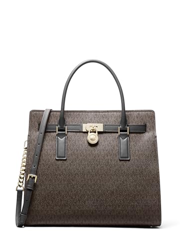 Michael Kors Women's Hamilton Satchel - color: Gold-tone Hardware/Mk Signature Coated Twill/Brown/Black