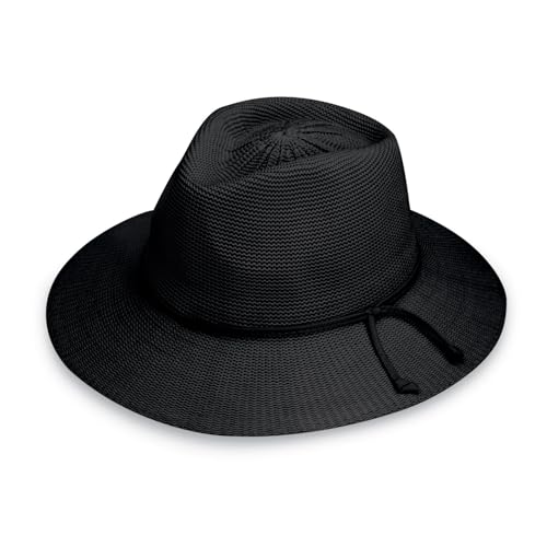 Wallaroo Hat Company Women's Victoria Fedora – UPF 50+ UV Protection, Wide Brim, Packable & Adjustable Sun Hat - color: Black, size: Large-X-Large