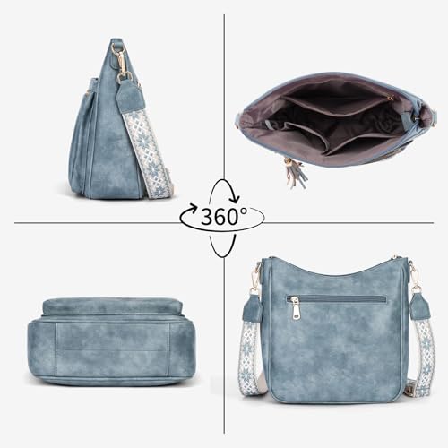 KITEVIUN Medium Crossbody Bags for Women Trendy, Women's Butterfly Shoulder Handbags with Tassel - color: 001-blue