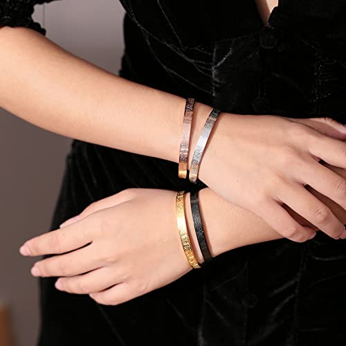 Qitian Islamic Jewelry Gifts for Women Allah Gold Bangles Bracelets Ayatul Kursi Arabic Cuff Bracelet for Women Men Islam Eid Ramadan New Year Gifts - color: C-Silver-Thick - women