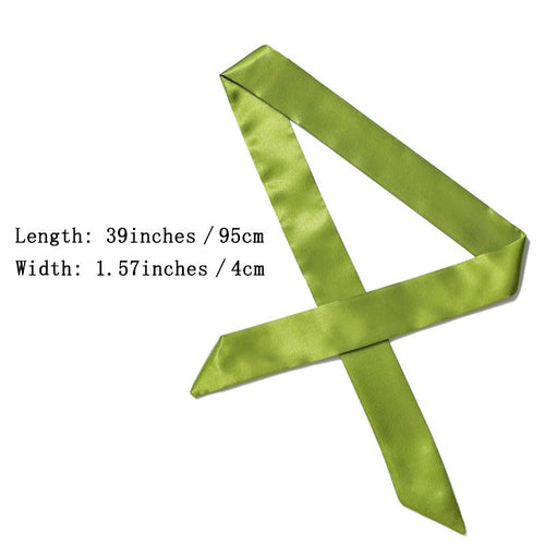 10 Pcs Long Thin Small Skinny Scarf Satin Neck Tie Ribbon Choker for Women Girls - color: Army Green
