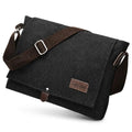 Cota's home Mens Canvas Messenger Bag, Satchel Bag for Men, Fits 14" Laptop, Compact Work Bag for Office & Travel - color: Black