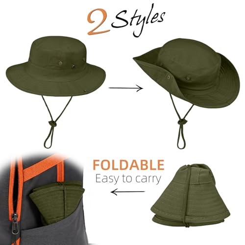 Sun Hats for Men Women Boonie Hat Foldable Fishing Hat UPF 50+ Bucket Hat for Fishing Hiking Garden Safari Beach - color: 1pack-army Green