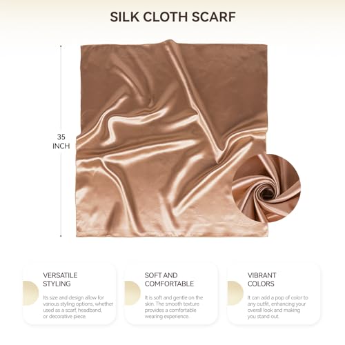 Head Scarf for Women Hair - 2 Pack 35" Square Satin Scarf, Silk Hair Scarf for Women Head Wrap for Sleeping - color: Black & Light Curry
