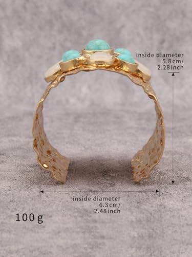 Gold Cuff Bracelet for Women Silver Beaded Bracelets Open Bangle Stackable Stretch Bead Bracelet Boho Jewelry Gifts for Wife Couple - style: Chunky Arm Cuffs