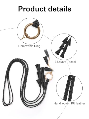 TeeYee Women Girls Multi Colors Braided Waist Tie Belt/Rope/Chain with Tassel Fringe Wrap Cloth Belts for Ladies Dress Pants - color: 286black