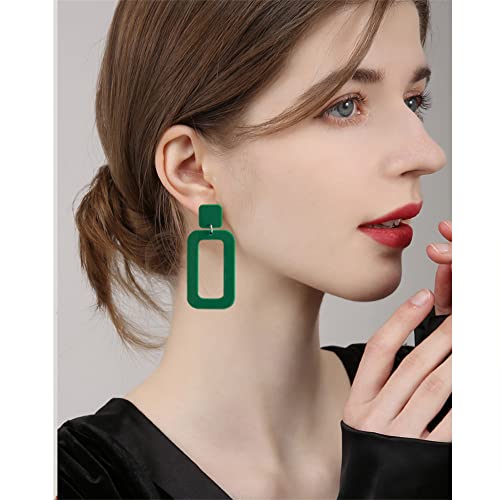 ANXIN STORE Boho Minimalist Multicolor Acrylic Geometric Square Hollow Pendant Neon Nightclub Earrings Vintage 80s 90s Party Accessories Womens - color: green hollow earrings