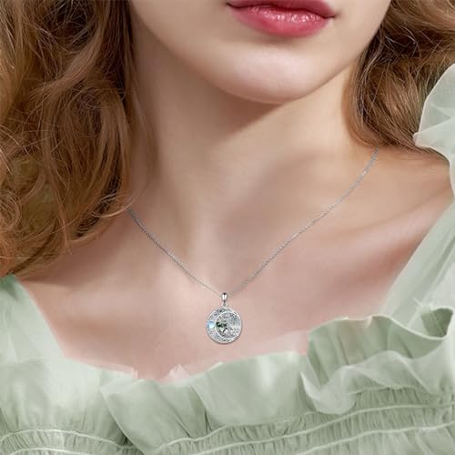 ONEFINITY Tree of Life Necklace 925 Sterling Silver Abalone Shell Celtic Knot Pendant Necklace for Women Jewelry - style: Moonstone Moss Agate Tree of Life