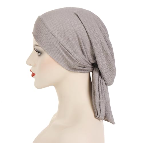 YYAOJHAO Pre Tied Bandanas Headscarf for Women - Solid Wave Chemotherapy Caps Headwrap Chemo Turban Headwear Hats - color: Gray