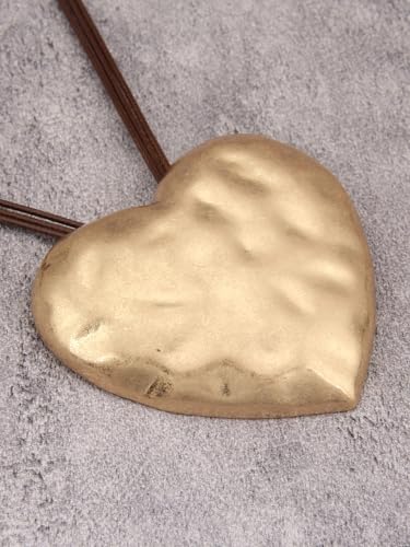 GelConnie Long Necklaces for Women Boho Large Pendant Necklace Casual Bohemian Brown Leather Choker Sweater Circle Statement Stone Necklace - style: Heart Pendant Necklace