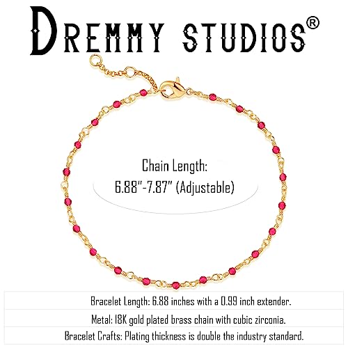 Dremmy Studios Gold Bracelet for Women 18K Gold Plated Dainty Paperclip Cubic Zirconia Disc Coin Star Cable Satellite Bead Pearl Simple Boho Minimalist Stacking Layered Link Jewelry Gift - color: CZ Rose