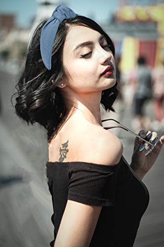 Denim Light Blue Headband is Trendy. Headbands for Women are Long Lasting. Jean Knotted is a Top Knot Head band Girls Fashion Designer for Hair - color: Light Blue
