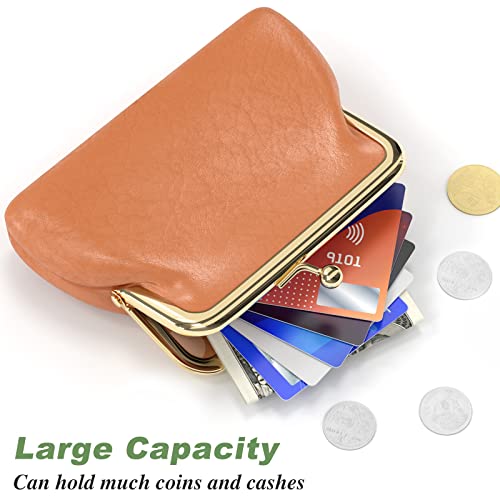 Coin Purse, Small PU Leather Change Purse, Coin Wallet with Clasp, Car Change Holder Pouch for Woman Men Kids Girls, Brick Red - color: Brick Red