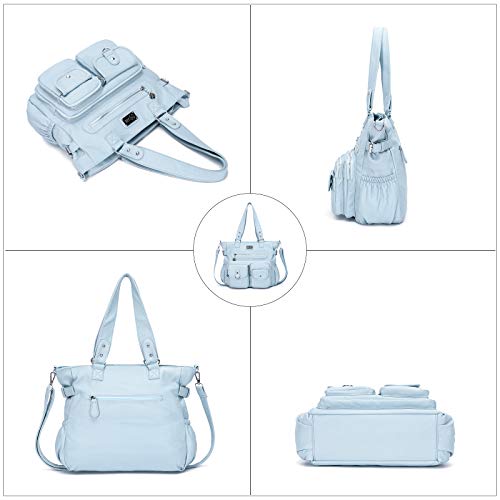 KL928 Large Purses for Women Shoulder Bag Tote Handbags Stylish Vegan Leather Hobo Bags Ladies, A-Black-4 | Large - color: A-light Blue