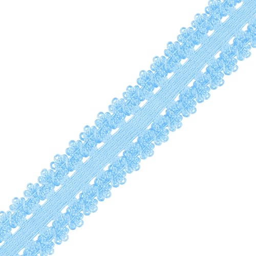 Mandala Crafts Light Blue Stretch Lace Soft Elastic Trim Roll - 55 Yards 1 Inch Wide Stretchy Frilly Picot Ribbon for Sewing Lingerie, Headbands, Underwear, and Crafts - color: Light Blue
