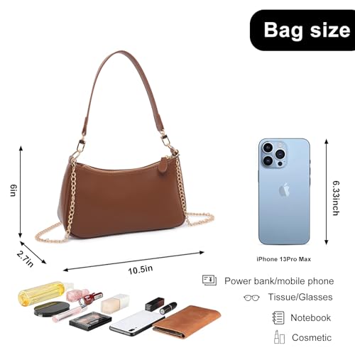 Shoulder Bag for women Crossbody Bags Retro Classic Small Hobo Purse Clutch Tote Handbags with Zipper Closure - color: Brown
