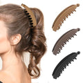 Banana Hair Clips for Women 5.1'' Large Claw Banana Clips for Thick Hair Cute Accessories 3pack - color: black, light brown, light coffee