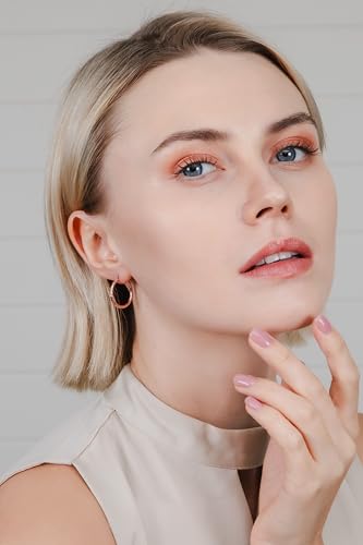 Hoops & Loops 925 Sterling Silver Diamond-Cut Hoop Earrings for Women, 2mm Textured Lightweight Click Top Hoops, 15mm 20mm 25mm 30mm, Silver 14k Yellow Gold & Rose Gold Flash Plated - color: Rose Gold - 20mm (0.78'')