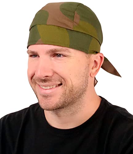 Sparkling EARTH - American Made Skull Caps Doo Rags Do Rag Durag Headwrap Head Wraps Skullies - Made in The USA! - color: Norway Woodland Camouflage Military