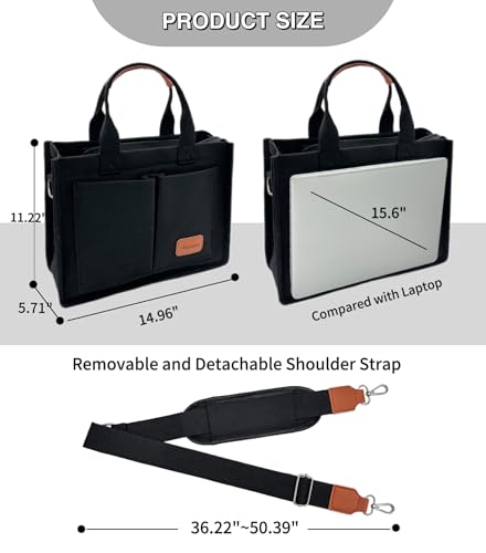 Large Canvas Tote Bag for Women Work Tote Bags with Pockets Laptop Crossbody Purses Everyday Bag Handbags for Travel - color: New Upgrade Plus Black