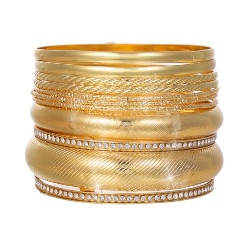 Gold Bracelet for Women - Multi-layer Stacked textured Boho Bracelet, Gold bracelet for Women, gold plated multi-layer stackable sleeve bracelet jewelry gift - style: Chunky bracelet