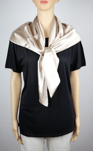 vabovin Satin Head Scarf for Women Solid Color, 35×35 in | Silk Feel Neckerchief, Hair Scarf, Fashion Bandana, Headscarf, Headband, Hair Wrap Sleeping, Daily Fashion Styling - color: 240 Beige