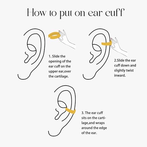 MTMY Gold Ear Cuff Earring for Women 14K Gold Plated Cubic Zirconia Non-Pierced Clip on Cartilage Chunky Ear Cuffs Hypoallergenic Jewelry - style: wide