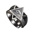 Open All Seeing Eye of God Ring for Men, Adjustable Vintage Crossbones Triangle Black Silver Engraved Eye of God Ring Ring, Personalized All Seeing Ring Christmas Jewelry Gifts for Men Women