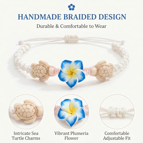 Long tiantian Gold Anklet Bracelet for Women Flower Anklet Summer Beach Vacation Jewelry Gift Boho Chic Foot Chain - color: blue