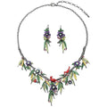Vintage Chunky Statement Jewelry Set Retro Leaf Floral Geometric Bohemian Boho Bib Necklace Earring Set Fashion Costume Jewelry for Women Girls Wedding Party Prom Unique Gift - style: purple flower green leaf red bird JS