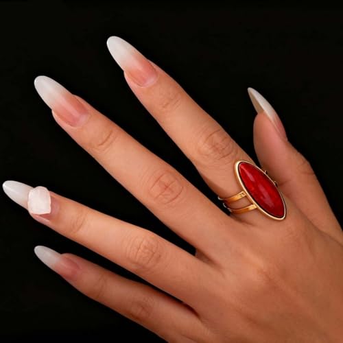Turquoise Ring Boho Western Jewelry Chunky Thumb Statement Ring Dainty Simple Finger Open Jewelry Gift for Women Boho Dresses Accessories - color: A2:red turquoise rings