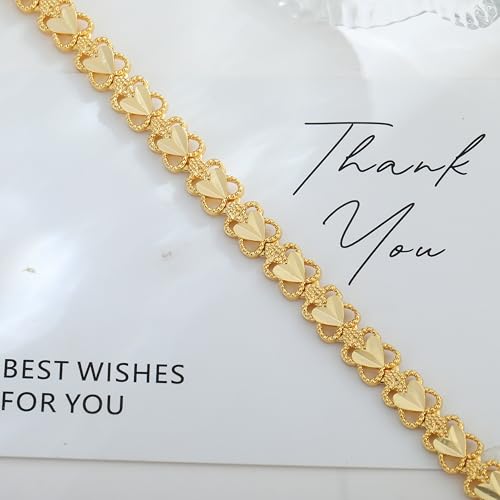 Tennis Mesh Bracelet 14K Gold/Sterling Silver Plated Copper Dainty Adjustable Heart Clover Butterfly Charm Hand Bracelets for Women Brides Stackable Fashion Jewelry Wedding Prom Gift - style: A-GD