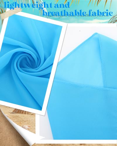 3 Pcs Summer Beach Set for Women Wide Brim Straw Sun Hat, Swimsuit Coverup Sarong, Heart Sunglasses - color: Blue