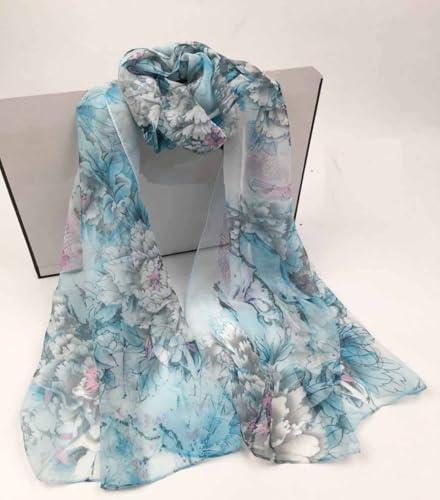 Xyueanlo Scarfs for Women Fashion Scarves Print Pattern Lightweight Sunscreen Scarf Wraps Shawls - color: Peony Blue