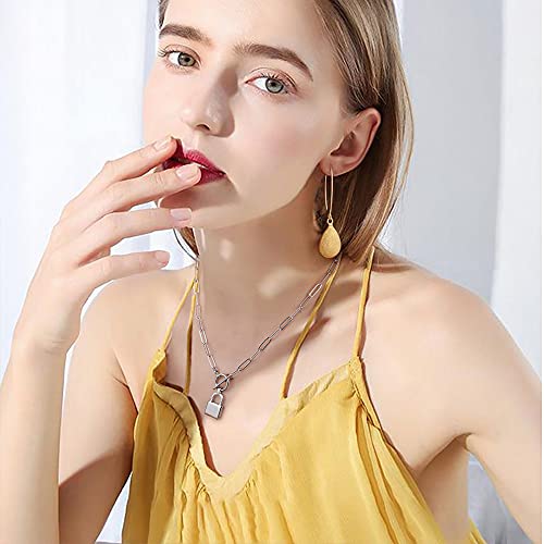 Turandoss 14K-Gold-Plated Necklaces for Women - Lock Evil Eye Medallion Vintage Coin Necklace Bee Sun Moon Shell Chain Necklace Layered Paperclip Chain Necklaces for Women Jewelry Gifts - style: "Triangle&Bar&Hammered Disc